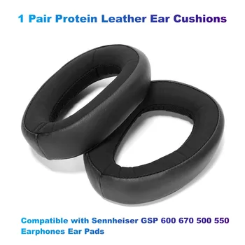 1 זוג חלבון עור כריות אוזניים להחלפה תואם עם Sennheiser GSP 600 670 500 550 אוזניות כריות אוזניים