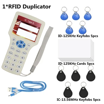 10 תדרי RFID Reader סופר USB Duplicator 125KHz T5577 13.56 MHz UID מפענח NFC צילום חכם מתכנת לכתיבה הכרטיס.