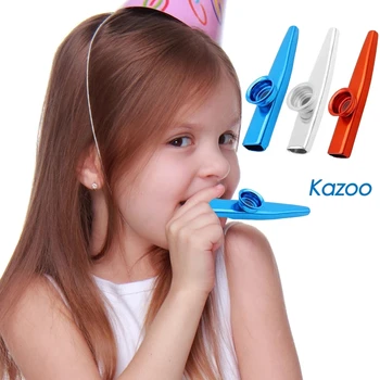 1Pc 6 צבעים מתכת Kazoos כלי נגינה בחליל הסרעפת הפה Kazoos כלי נגינה לוויה טוב גיטרה