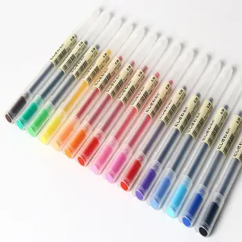 1PC פשוט שקוף עט שפופרת ג ' ל עט עם צבע שונה מילוי נייר מכתבים, ציוד משרדי צבע אקראי r30