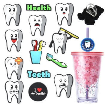 1pcs קריקטורה חמוד מברשת שיניים בריאות קש טופר קסם להגן על השן קש לכסות משחת שיניים קש טופר