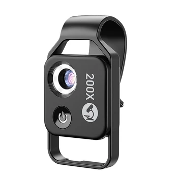 200X טלפון נייד מיקרוסקופ מיקרו עדשה אוניברסלית קליפ LED אור כיס מיני זכוכית מגדלת ומיקרוסקופים