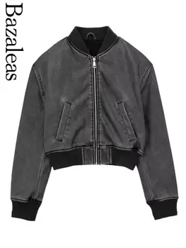 2023 bazaleas חנות traf חורף שחורה דמוית עור PU רופף מעיל Trf רוכסן המעיל Oversize העליון הרשמי בגדי נשים