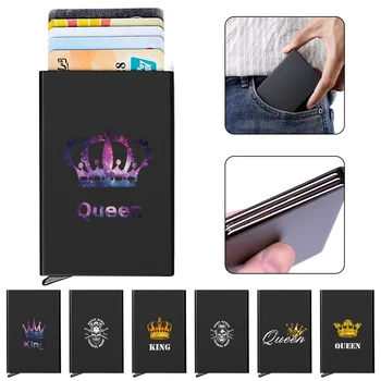 2023 גברים ID אשראי דק בעל כרטיס אלומיניום מתכת אנטי-גניבה נייד יד ארנקים מקרה כיס כרטיס אשראי תיבת המלך מודפס