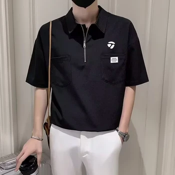 2023 גולף ללבוש גברים פולו גולף טי-שירט גברים גולף ללבוש הקיץ של גולף קוריאנית יוקרה אופנה בגדי גרסה טניס למעלה חולצה