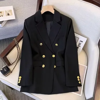 2023 חדש באביב קיץ אופנה בלייזרס מעילי נשים במשרד בנות זמן מעילים מחורצים כפול עם חזה הלבשה עליונה