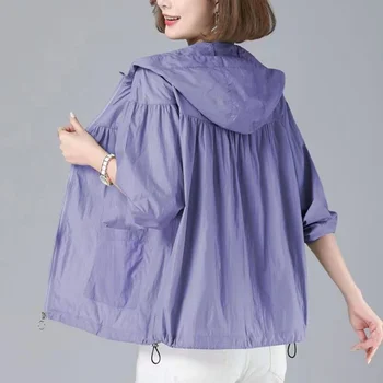2023 חדש קיץ נשים מעיל דק מעיל שרוול ארוך מזדמן השמש-מגן בגדי נשים Windproof מעיל