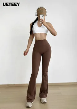 2023 ספורט התלקח חותלות יוגה רחב הרגל המכנסיים נשים כושר בגדים מעלה התחת בנות כושר חותלות לרקוד Slim Fit מכנסיים