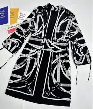 2023 סתיו חדש הגעה 100% משי מותג רויאל הדפסה מעצב קט יוקרה שמלה מזדמן שמלות לנשים