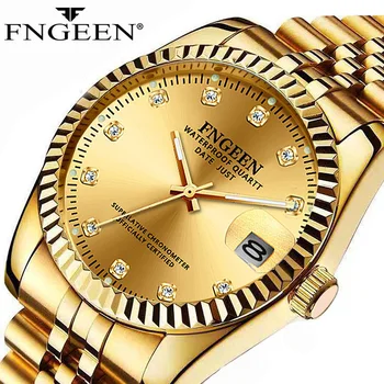 2023 קלאסיקה חדשה שעונים גברים מותג העליון יוקרה מלא זהב פלדה אל חלד עמיד למים עסקים זכר שעון יד Relogio Masculino