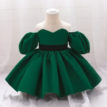 2023 תינוק חדש חג המולד שמלה לנערות פעוט יום הולדת מסיבת חתונה שמלות פנס שרוול בנות נסיכה ירוק חג המולד תלבושות.