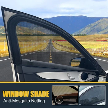 2Pcs/4Pcs אוניברסלי לרכב החלון בצד שמשיות המכונית וילונות הגנה מפני יתושים רשת רשת מגן השמש הגנה סרטים