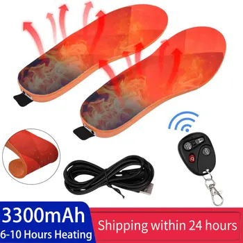 3300mAh USB מחוממת נעל מדרסים 6-10 שעות 3-מהירות חימום נעלי רפידות חשמלית נטענת הרגליים חם עם שליטה מרחוק