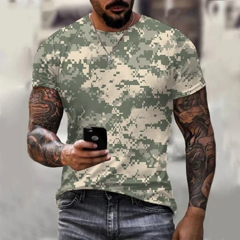 3D הסוואה חולצה קיץ יוניסקס רחוב ספורט גדול הצבאי חולצה חיצונית פנאי אופנה הצוות צוואר שרוול קצר