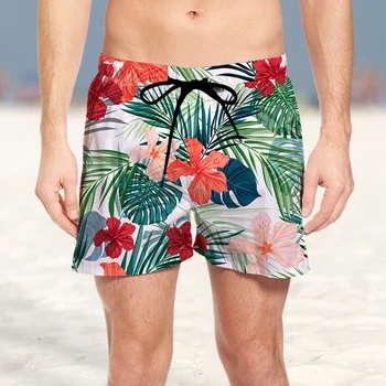 3D מכנסיים קצרים בקיץ אנשים חדשים של היפ-הופ בסגנון רטרו טלאים עץ קוקוס תבנית נוח, אופנתי מכנסיים קצרים החוף להגדיר 2023