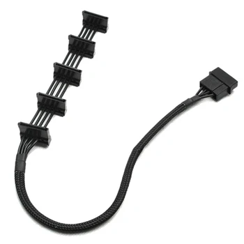 4-Pin IDE 1To 5 SATA SATA כבל חשמל כבל מתאם מפצל כבלים 18AWG שחור עם שרוולים 40 ס 