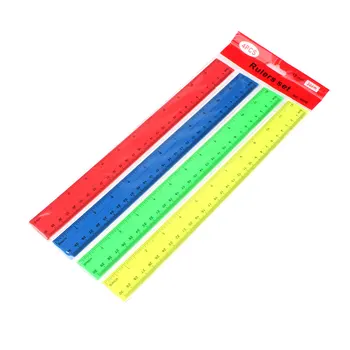 4pcs נייד קל משקל סטודנט עמיד ישר שליט משרד פלסטיק קל להשתמש למדוד בכלי צבעוני אמנים צדדית כפולה הספר
