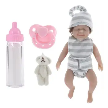 6 אינץ היילוד בובה 6 אינץ התינוק בובות ויניל תינוק בובת תינוק זעירה בובה עם בגדים ו-האכלה אביזרים לילדים