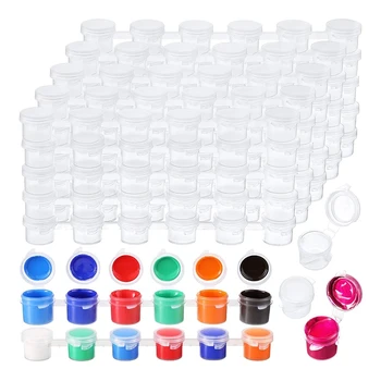 600 רצועות 3600 סירים ריקים צבע רצועות צבע כוס פלסטיק שקופה מיכלי אחסון ציור חומרי מלאכה(3 Ml/ 0.1 Oz)