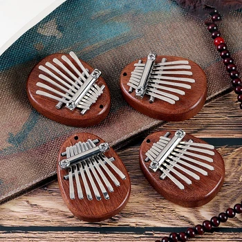 8 מפתחות מיני קלימבה פסנתר אגודל אצבע מקלדת תליון יצירתי עץ מהגוני מוסיקלי תיבת טוב נגינה