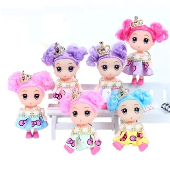 9CM רב סגנונות אופנה נסיכה הבובה יצירתי אמייל דול שמלת ילדה בובה מפתח ChainToy מתנה לילדים ילדים