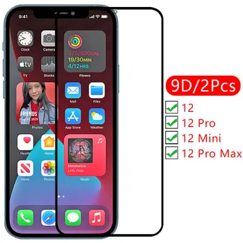 9d מגן מסך זכוכית מחוסמת מקרה עבור iphone 12 pro מקס מיני לכסות על הטלפון 12promax iphone12 מגן טלפון coque התיק