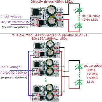 AC/DC 20-220V 40MA 12V 24V 36V 48V 64V 72V 80V ליניארי זרם קבוע נהג LED מודול פלורסנט מנורת תקרה