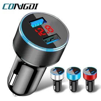 Congdi Dual USB מטען לרכב מתאם 5V 3.1 תצוגת LED מהר תשלום עבור iPhone Xiaomi Huawei המכונית שקע USB טלפון נייד מטענים