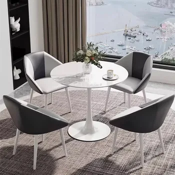 Fashioin הצבעוני פנאי שולחן קפה לבן, שחור עגול פינת אוכל, שולחן למשרד הביתי חדר קישוט