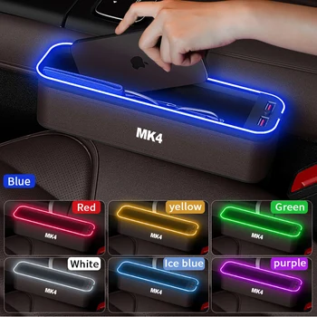 Gm המושב תיבת אחסון עם אווירה האור פולקסווגן MK4 המושב ניקוי ארגונית למושב USB לטעינה אביזרי רכב