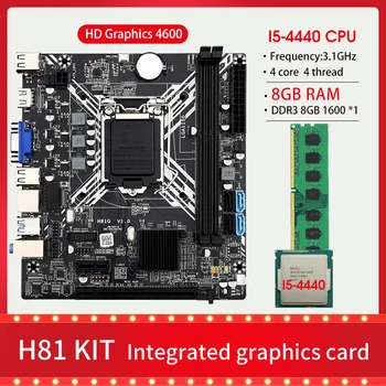 H81G Mainboard LGA 1150 עם core I5-4440 מעבד DDR3 8GB * 1 יח ' 1600MHz=8GB PC זיכרון RAM, תמיכה USB3.0 SATA3.0