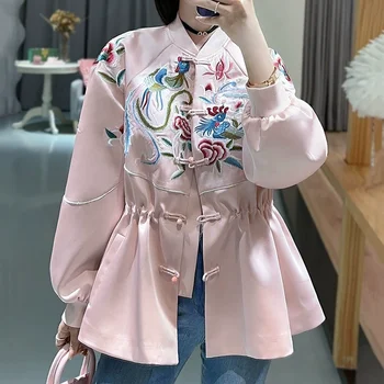 Hikigawa הקיץ שיק אופנה חולצה רקמה פרחונית חולצה אלגנטית כל התאמה מותניים צרים טוניקה מזדמן Blusas Mujer De Moda