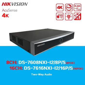 Hikvision 8-ch & 16-ch 1U 8/16 יציאות POE AcuSense 4K מקליט וידאו ברשת, DS-7608NXI-I2/8P/S & DS-7616NXI-I2/16P/S