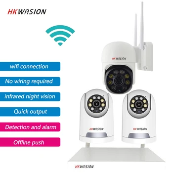 HKWASION 2K אלחוטית מצלמה CCTV מערכת 3CH NVR 3MP מקורה מצלמת IP עם ראיית לילה IR Wi-Fi האבטחה ערכת
