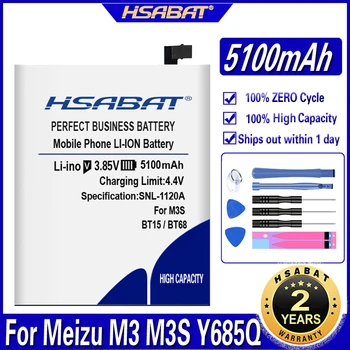 HSABAT 5100mAh BT15 סוללה עבור Meizu M3 M3S עבור Meizu M3S מיני Y685Q M688Q M688C M688M M688U