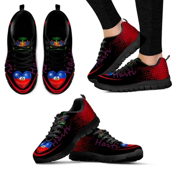 INSTANTARTS של נשים שחורות נעלי ספורט האיטי דגל למותג עיצוב מקרית סניקרס יוניסקס חיצוני נעלי ריצה אוהב הדפס נעליים