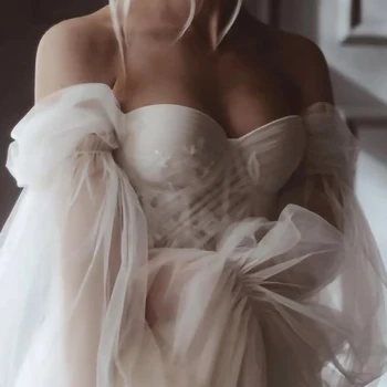 J204 שנהב אופנה מתוקה קו באורך רצפת רשמית נשים שמלות חתונה כלה אירוסין שמלות אפליקציות משלוח חינם