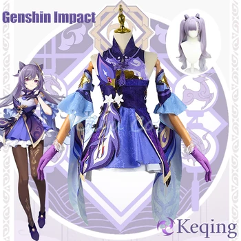 Keqing Cosplay Genshin השפעה תחפושות למבוגרים קרנבל המדים אנימה מסיבת ליל כל הקדושים תחפושות מסיכות נשים המשחק