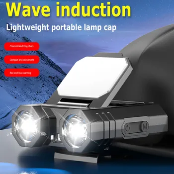 LED חיישן אור קאפ קליפ אור נטענת USB פנס דיג הראש כובע פנס מנורת מפעיל חיצוני אור חירום