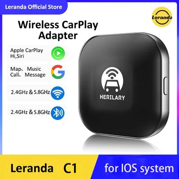 Leranda C1 מתאם USB אלחוטי Apple CarPlay Dongle ראי 'מפות Google' כדי לאפס את המכונית רדיו מסך שליטה קולית היי סירי