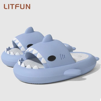 Litfun הילדים החדשים כריש חיצוני נעלי בית קריקטורה סנדלים לבנים בנות קיץ אופנתי חוף כפכפים הביתה החלקה שקופיות