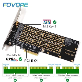 M2 NVMe מתאם SSD כדי PCIe כרטיס M + מקש B עם מאוורר SATA כבל מסוג M. 2 תומך מתאם 2230 2242 2260 2280 22110