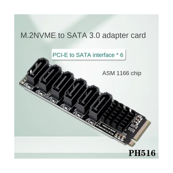 M2 ל-6 יציאות SATA במתאם SATA כדי NVME מתאם מ. מפתח 2 מ ' 6Gbps SSD כדי SATA3.0 ממיר כרטיס עבור שולחן העבודה