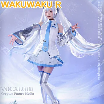 MIKUU תחפושות קוספליי VOCALOID Cosplay WakuWaku-R שלג Mikuu Cosplay תלבושות להתלבש נשים ליל כל הקדושים תחפושות קוספליי Mikuu המדים
