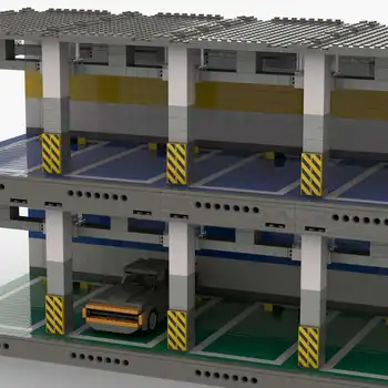 MOC העיר סדרה רחוב דגם רכב חשמלי טעינה החניה אבני הבניין המוסך שילוב אנרגיה חדש רכב