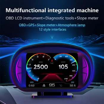 NaviFly P2 OBD2 GPS לרכב האד תצוגה ראשי-up Display מתח מהירות טמפרטורה מד פונקציית השעון המעורר רכב אביזרי אלקטרוניקה
