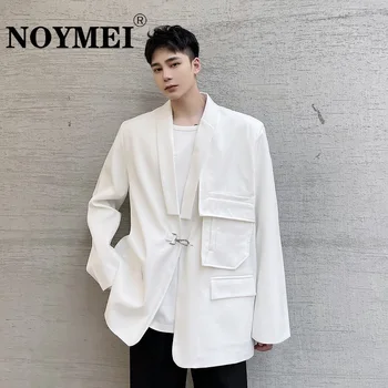 NOYMEI מתכת לחצן עיצוב של הגברים ז ' קט היה מוצק צבע קוריאה סגנון אופנה טמפרמנט כל-התאמה סתיו חדש בלייזרס WA2113