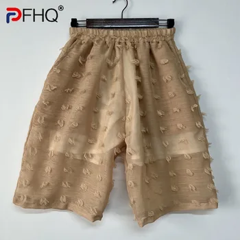PFHQ אופנה מכנסיים קצרים לגברים החדש של מוצק צבע טלאים דק קנבוס בליטה כיסים ישר מכנסיים קצרים לגברים קיץ 2023 הגאות 21F3463