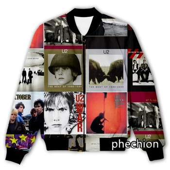 phechion גברים/נשים U2 הלהקה מודפס 3D מזדמן מעיל אופנה אופנת רחוב גברים רופף ספורט ' קט & המעיל Q208