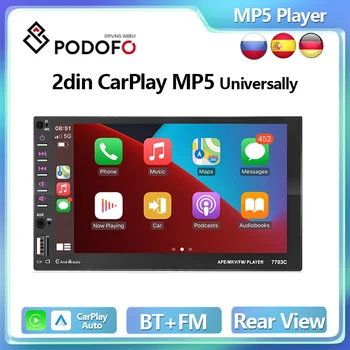 Podofo 7inch CarPlay אנדרואיד אוטומטי MP5 Player 2din אוניברסלית רדיו במכונית מסך מגע סטריאו מולטימדיה ראש יחידת BT Handfree